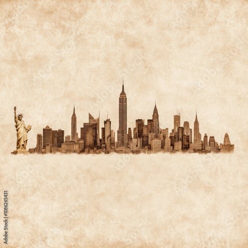 Global Adventures: Vintage Postcard Collage of World Landmarks & City Skylines on Sepia Textured Background for Travel, Tourism & Study Trips photo