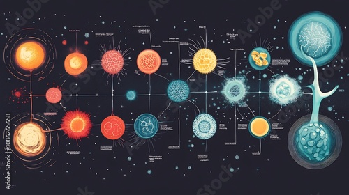 Cell division stages including mitosis meiosis in a comprehensive biology chart photo