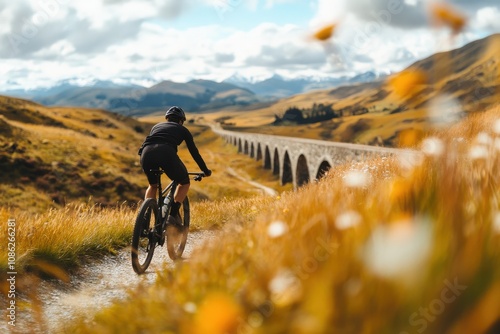 Otago Rail Trail: Cyclist's Journey Through Stunning Autumnal Scenery photo