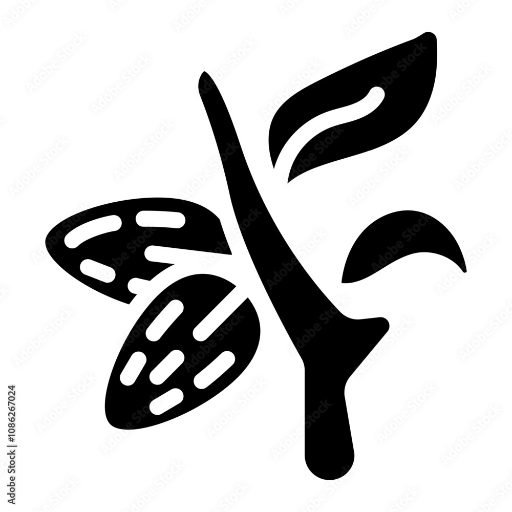 Obraz premium Almond branch solid icon
