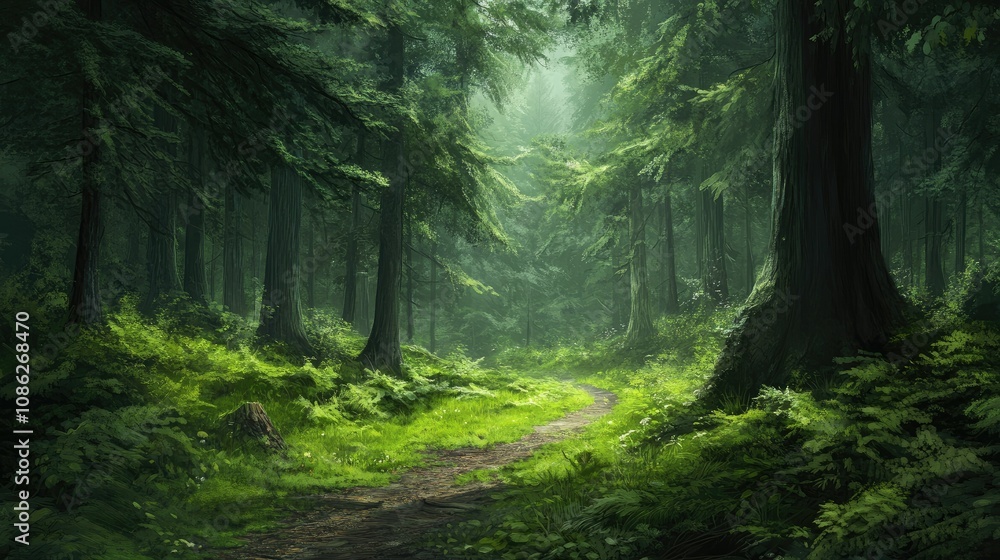 Obraz premium Verdant forests in peaceful ambiance