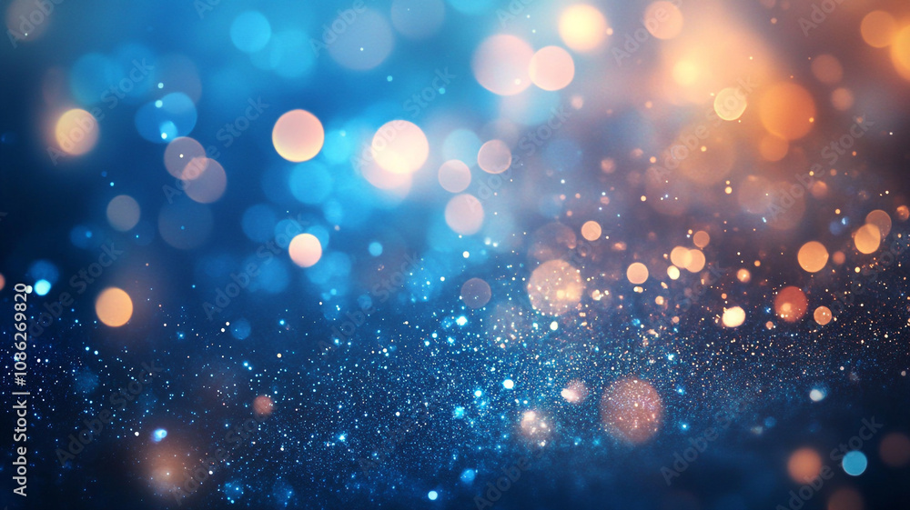 Colorful bokeh lights creating a dreamy atmosphere in shades of blue and orange at night Colorful bokeh lights creating a dreamy atmosphere in shades of blue and orange at night