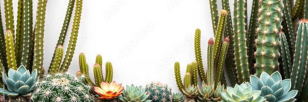Group of Yucca Cacti with Other Succulents, desert flora, vegetation Group of Yucca Cacti with Other Succulents, desert flora, vegetation