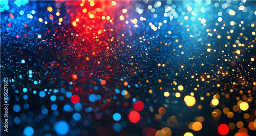 background of abstract glitter lights. blue, red , ping ,yellow gold and black. de focused. banner
