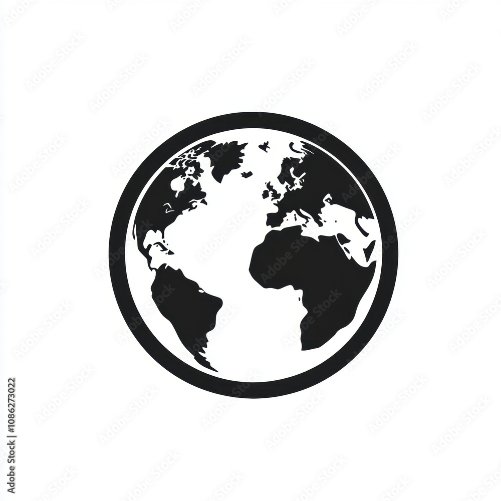 Black and White Minimalist Globe Illustration Representing the Earth, Ideal for Eco-Friendly Themes, Travel Designs, and Geographical Concepts in Modern Aesthetics Black and White Minimalist Globe Illustration Representing the Earth, Ideal for Eco-Friendly Themes, Travel Designs, and Geographical Concepts in Modern Aesthetics