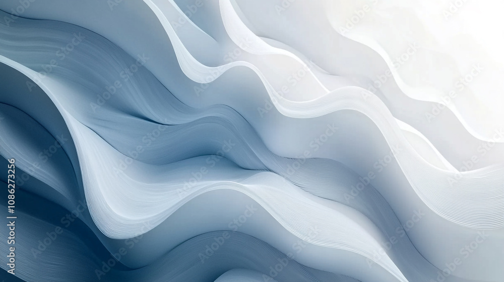 Obraz premium Waves of soft blue and white textures create a calming atmosphere in a serene abstract composition