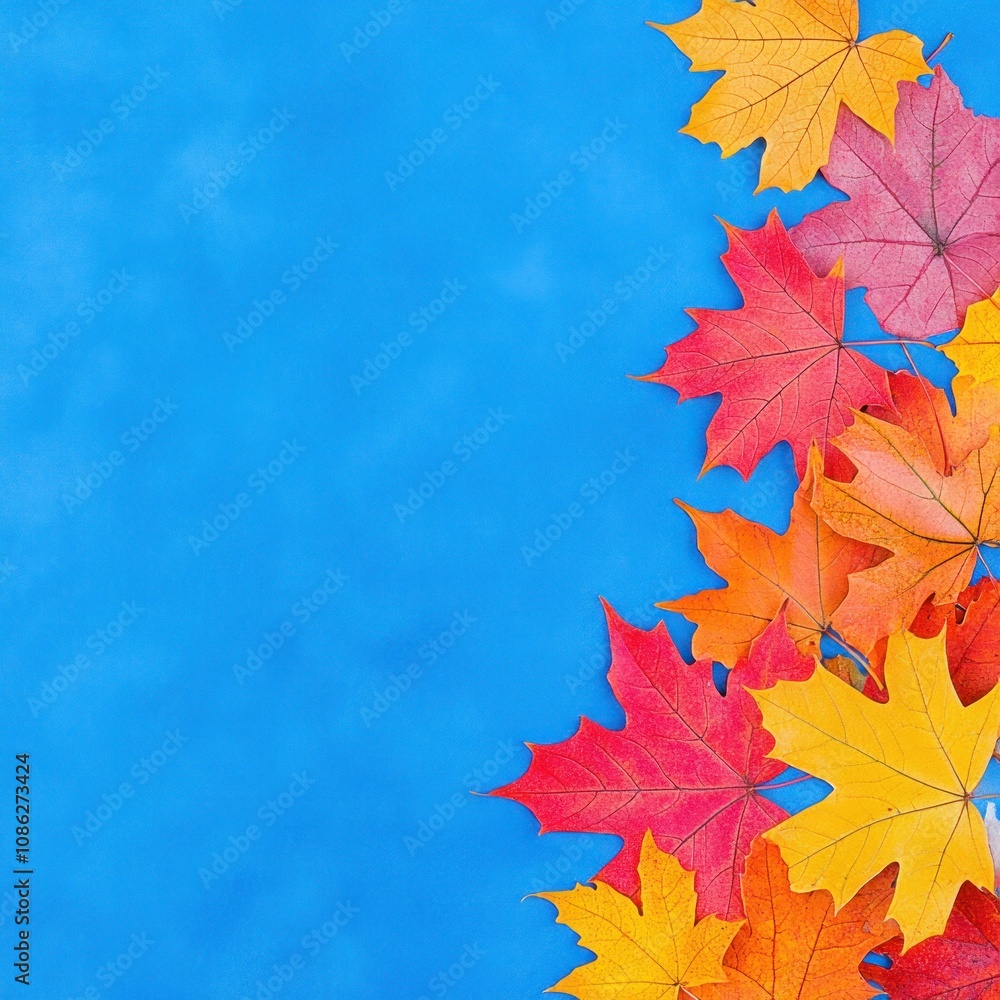 Joyful Thanksgiving Greetings with Red Maple Leaves against Blue Sky Joyful Thanksgiving Greetings with Red Maple Leaves against Blue Sky