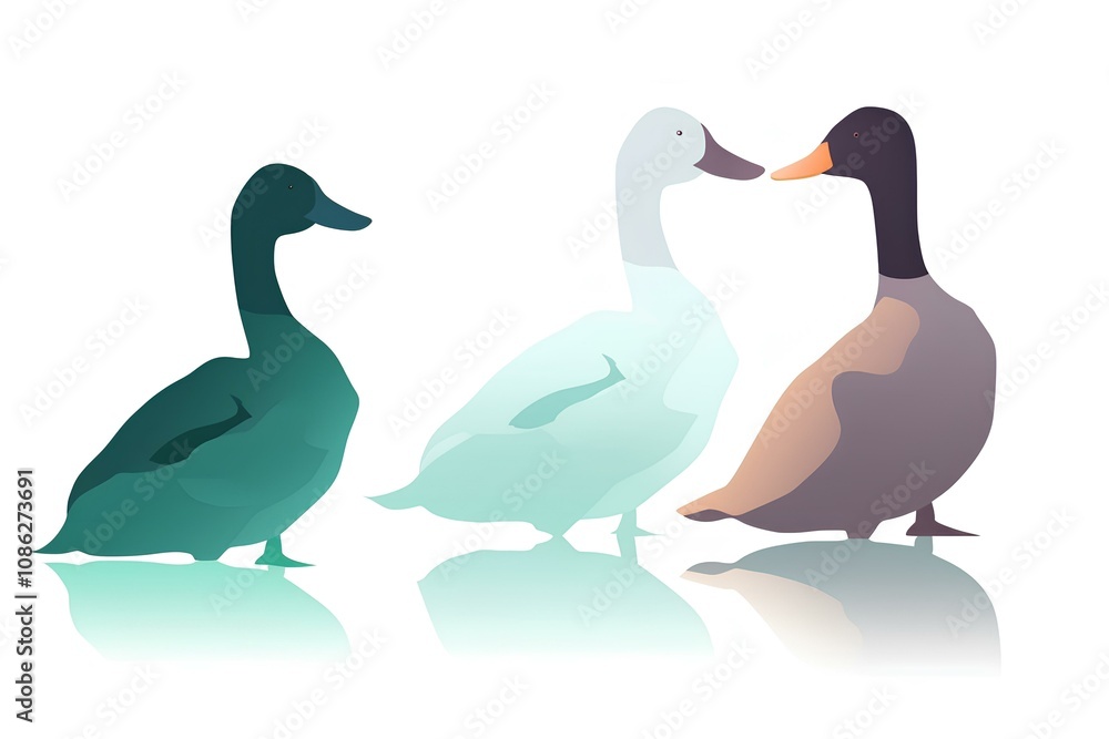 two ducks on a white background two ducks on a white background
