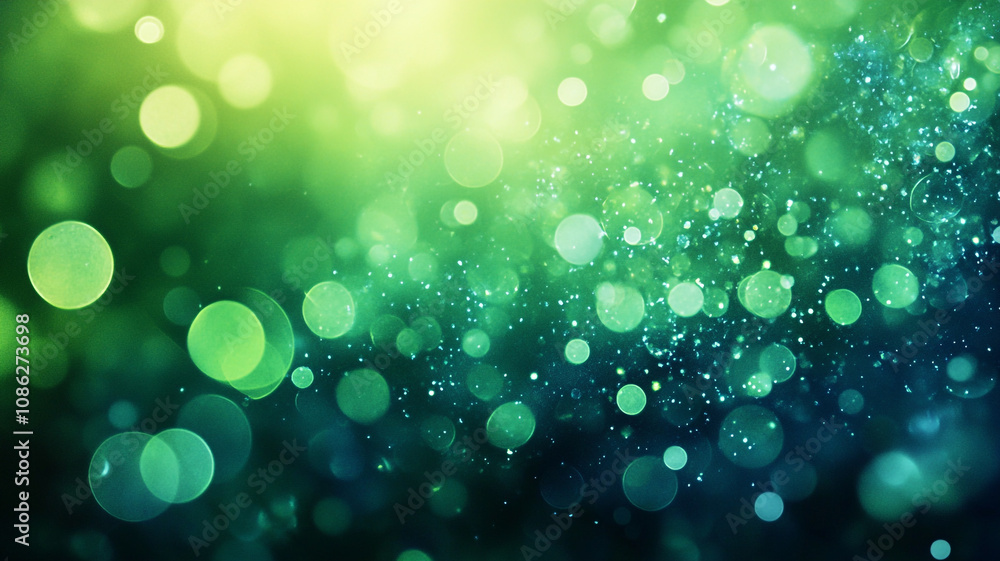 A shimmering display of green bokeh lights creating a vibrant and lively atmosphere at night A shimmering display of green bokeh lights creating a vibrant and lively atmosphere at night