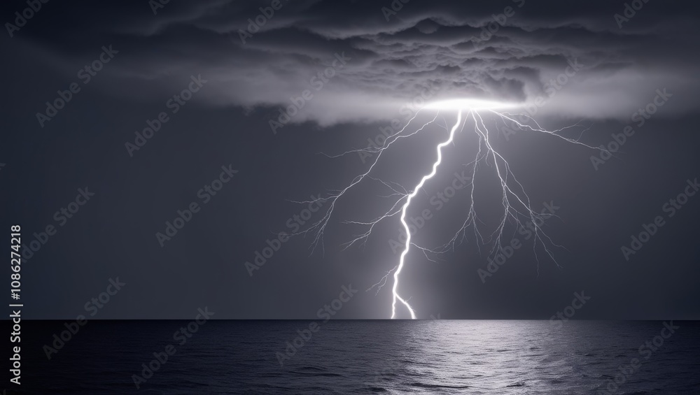 Thunderstorm with a black and white lightning bolt Thunderstorm with a black and white lightning bolt