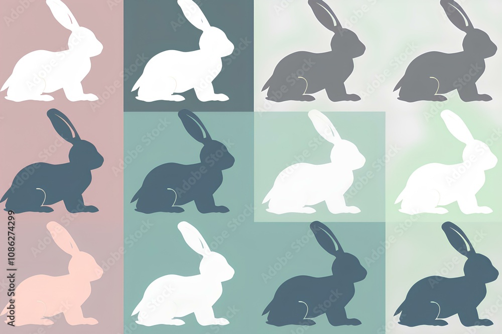 Obraz premium easter bunny silhouettes