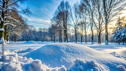 Snow pushed into piles in the park winter backdrop, snow, piles, park, winter, backdrop, nature, cold, white, seasonal