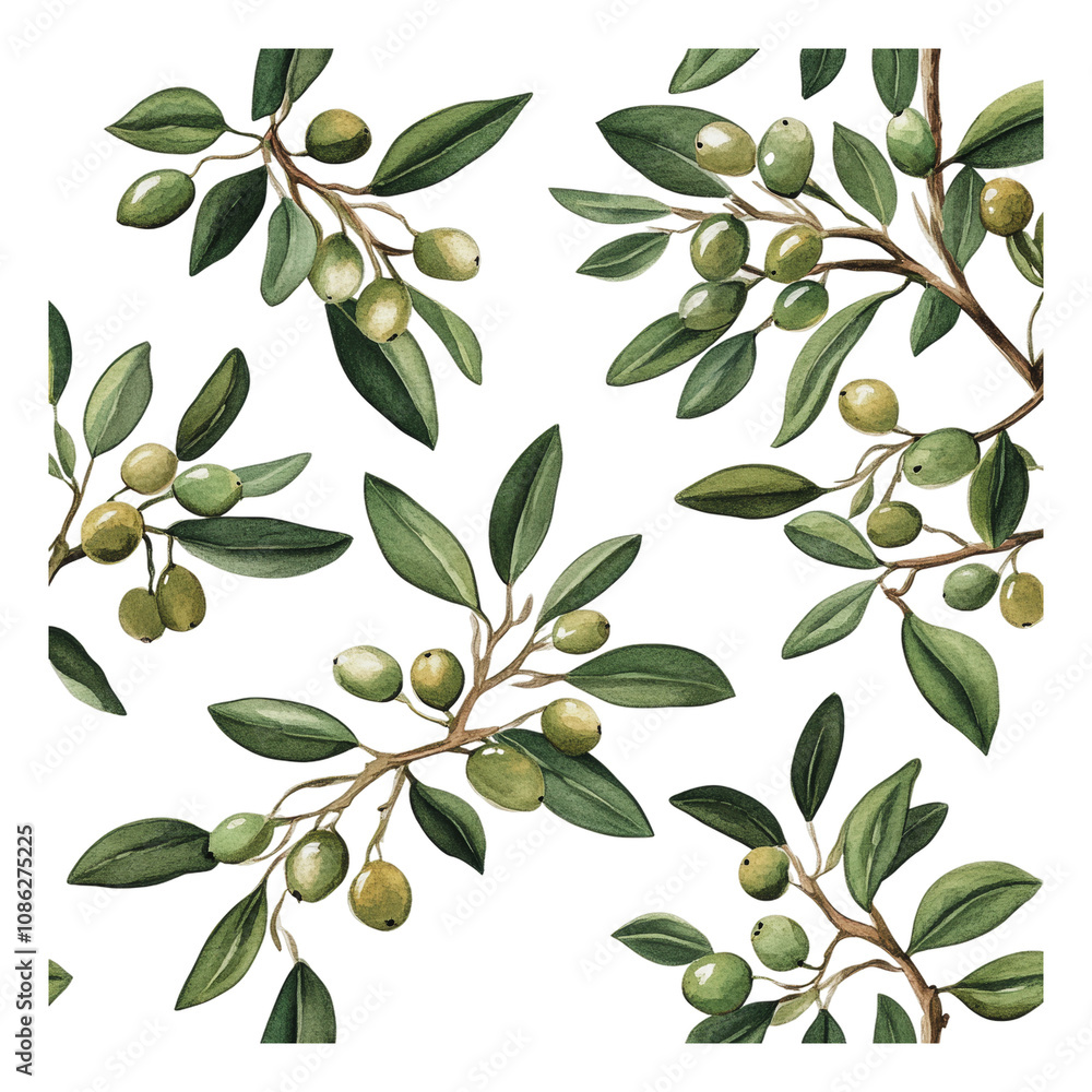 Naklejka premium PNG Green fruit olive branches on white