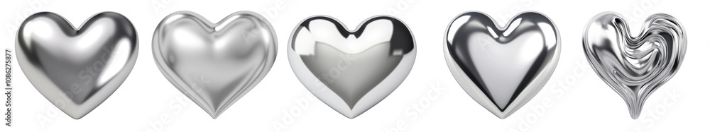 Metallic heart png cut out element set Metallic heart png cut out element set