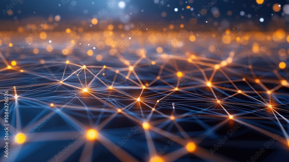Digital network connections glowing in a geometric pattern Digital network connections glowing in a geometric pattern