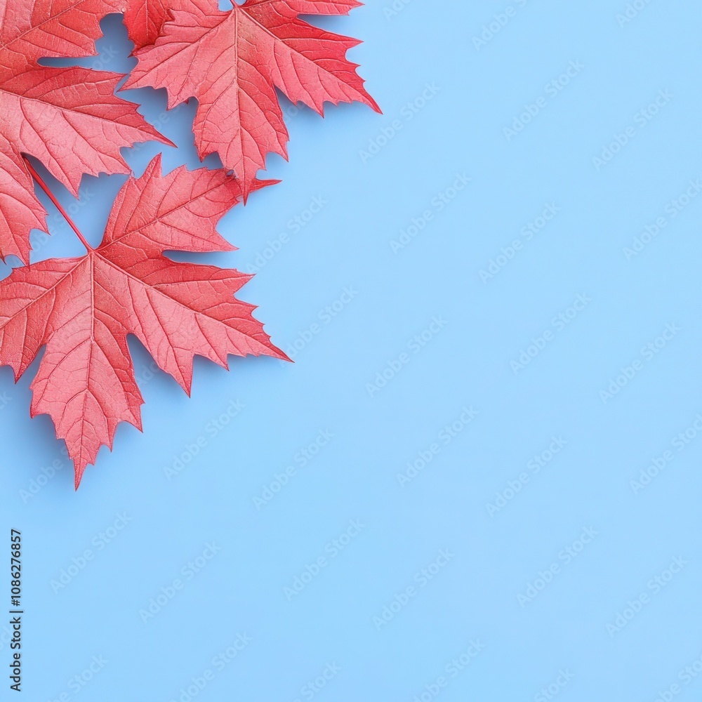 Happy Thanksgiving Web Banner with Red Maple Leaves on Blue Sky Background - Canadian or US Thanksgiving Header Happy Thanksgiving Web Banner with Red Maple Leaves on Blue Sky Background - Canadian or US Thanksgiving Header
