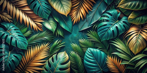 Wallpaper Mural Tropical foliage texture background in toned colors, tropical, foliage, plants, leaves, nature, greenery, exotic Torontodigital.ca