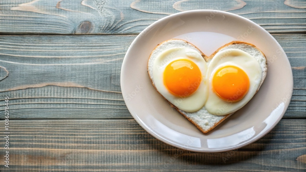 Heart-shaped sunnyside up eggs on a plate, a delightful breakfast surprise , heart-shaped, sunny side up, eggs, breakfast Heart-shaped sunnyside up eggs on a plate, a delightful breakfast surprise , heart-shaped, sunny side up, eggs, breakfast