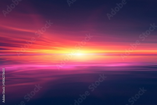 Vibrant Sunset Over Tranquil Waters: A Palette of Color and Calm