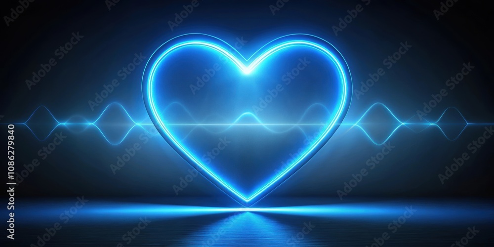 Blue glowing neon heart pulse with futuristic design, blue, glowing, neon, heart, pulse, graphic,futuristic, technology, love Blue glowing neon heart pulse with futuristic design, blue, glowing, neon, heart, pulse, graphic,futuristic, technology, love