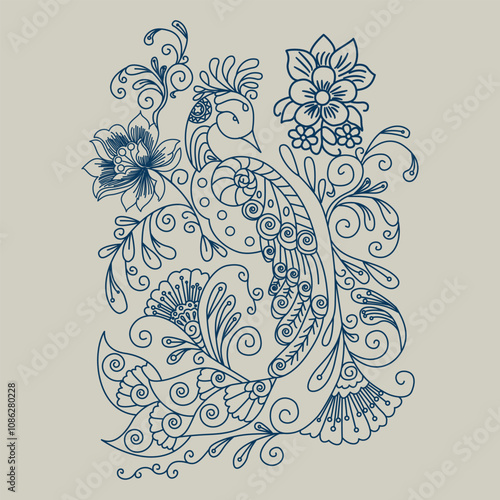 abstract background peacock with flower.