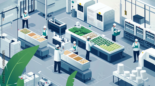 Automated production process in an organic food factory showcasing advanced technology and efficient methods