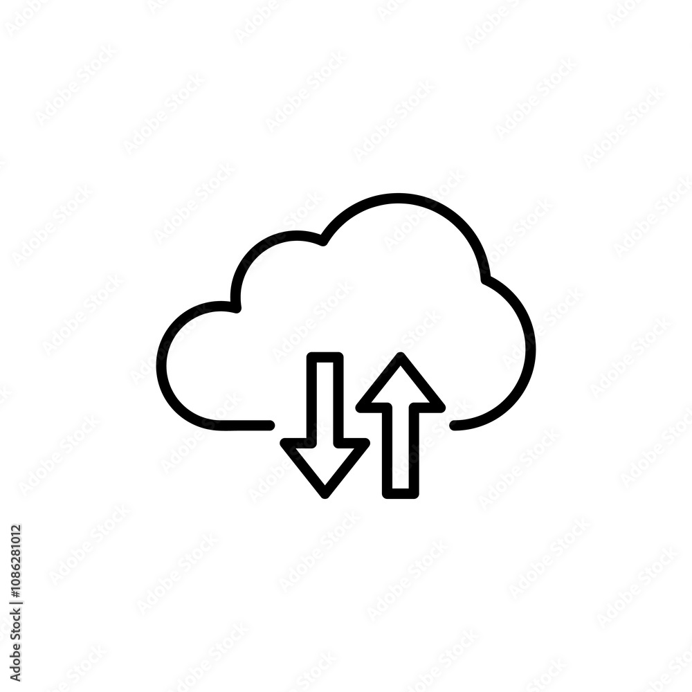 Cloud data transfer vector icon. vector flat simple linear illustration for web and app..eps Cloud data transfer vector icon. vector flat simple linear illustration for web and app..eps