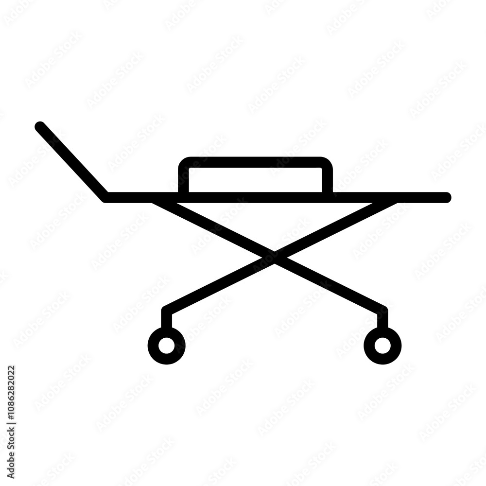 Medical stretcher vector icon, vector flat black simple linear illustration for web and app..eps Medical stretcher vector icon, vector flat black simple linear illustration for web and app..eps