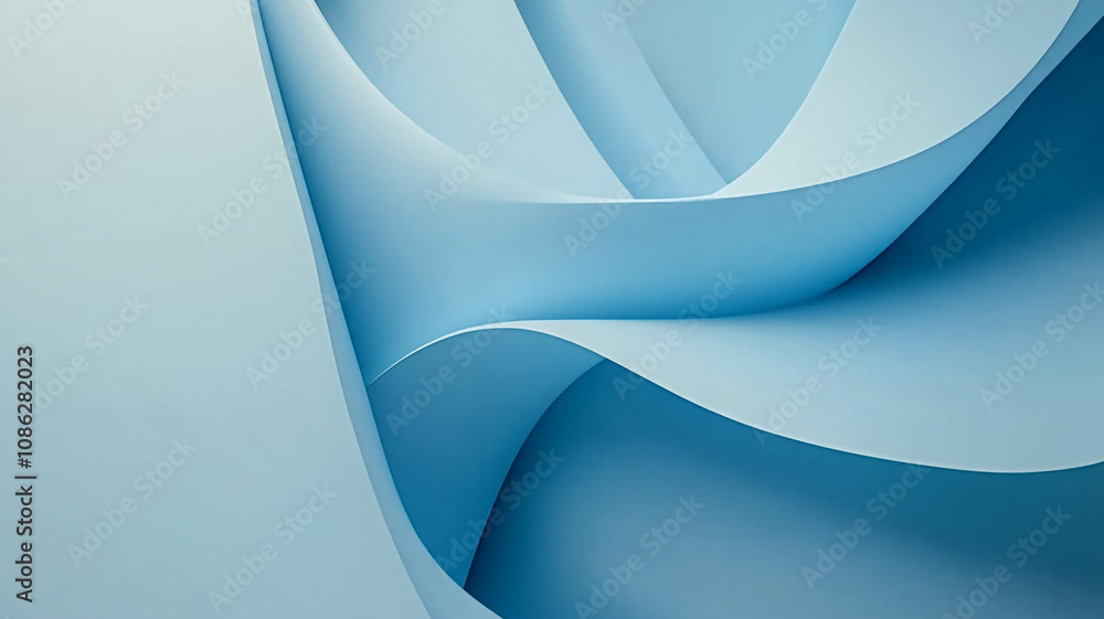 Fototapeta premium Graceful blue curves and folds in a modern abstract design showcasing soft textures and tones