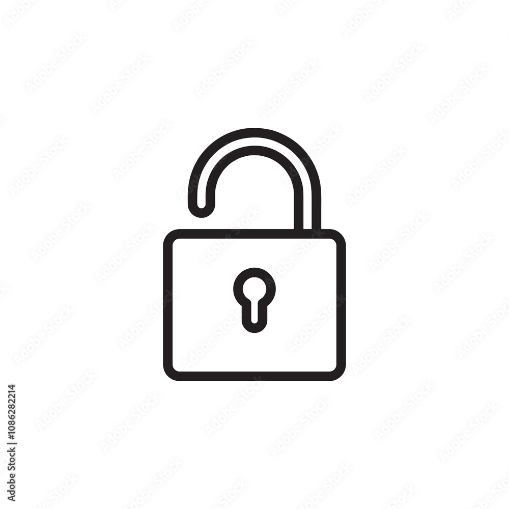 Open lock simple icon vector, Unlock symbol, logo linear illustration for web and app..eps Open lock simple icon vector, Unlock symbol, logo linear illustration for web and app..eps