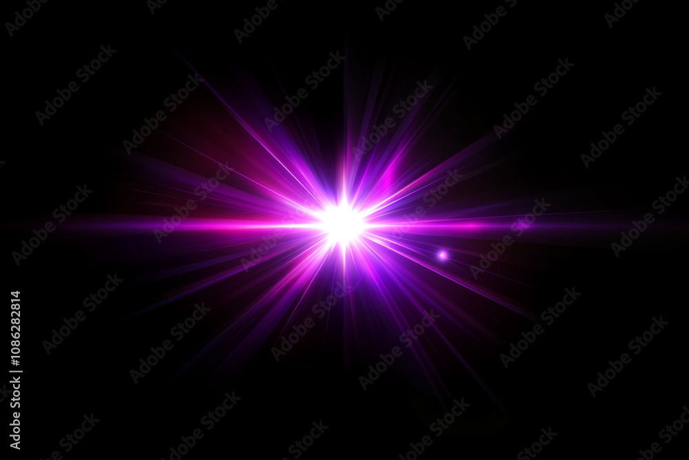 Radiant laser beams converge at central point Radiant laser beams converge at central point