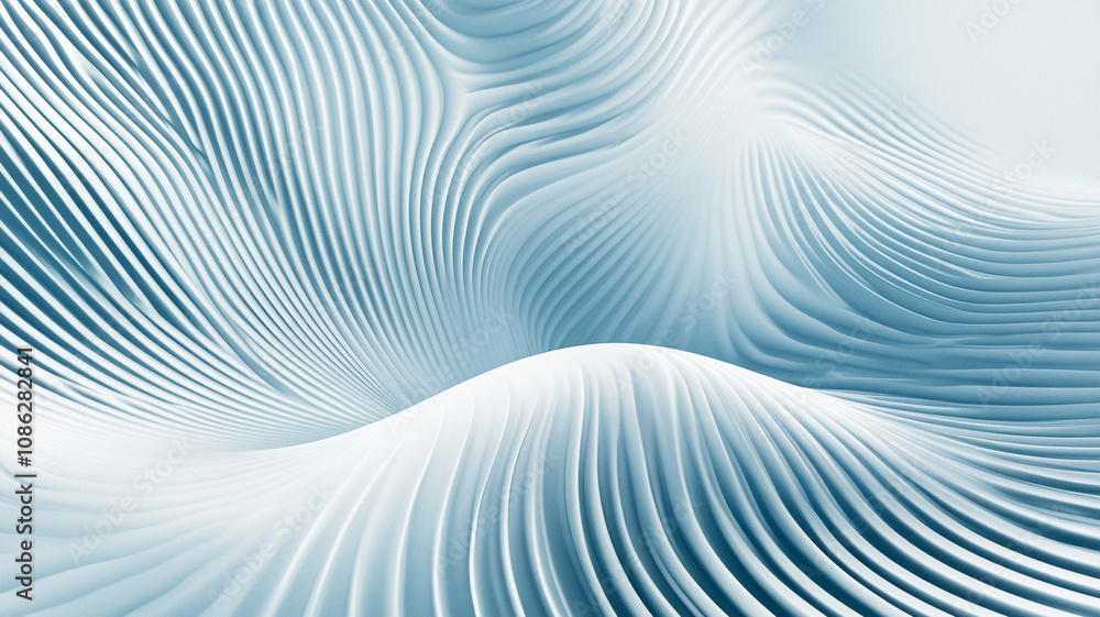 Soft, flowing lines create a serene abstract pattern in calming blue and white hues Soft, flowing lines create a serene abstract pattern in calming blue and white hues
