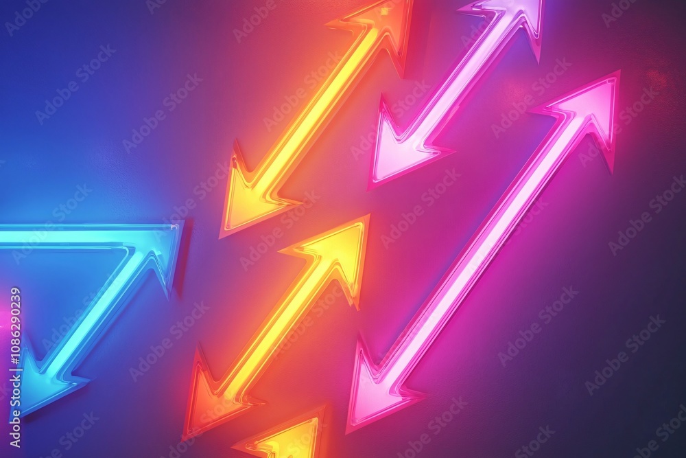 Vibrant Neon Arrows: A Dynamic Visual Representation of Direction and Motion Vibrant Neon Arrows: A Dynamic Visual Representation of Direction and Motion