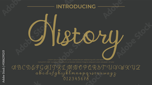 History Font Stylish brush painted an uppercase vector letters, alphabet, typeface
