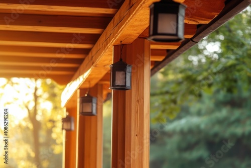 Wallpaper Mural Wooden porch with black hanging lanterns. Torontodigital.ca