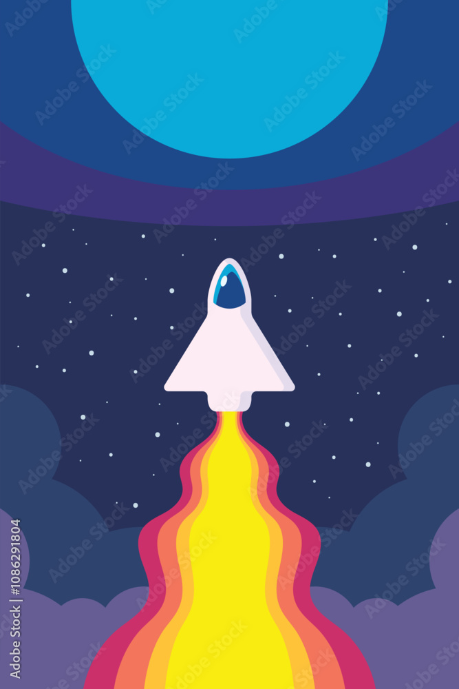 Obraz premium Rocket launch in the sky flying over clouds