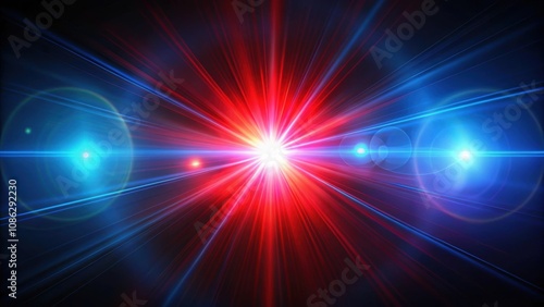 Real red and blue optical lens flare on black background, red, blue, optical, lens flare, light, glowing, abstract, vibrant
