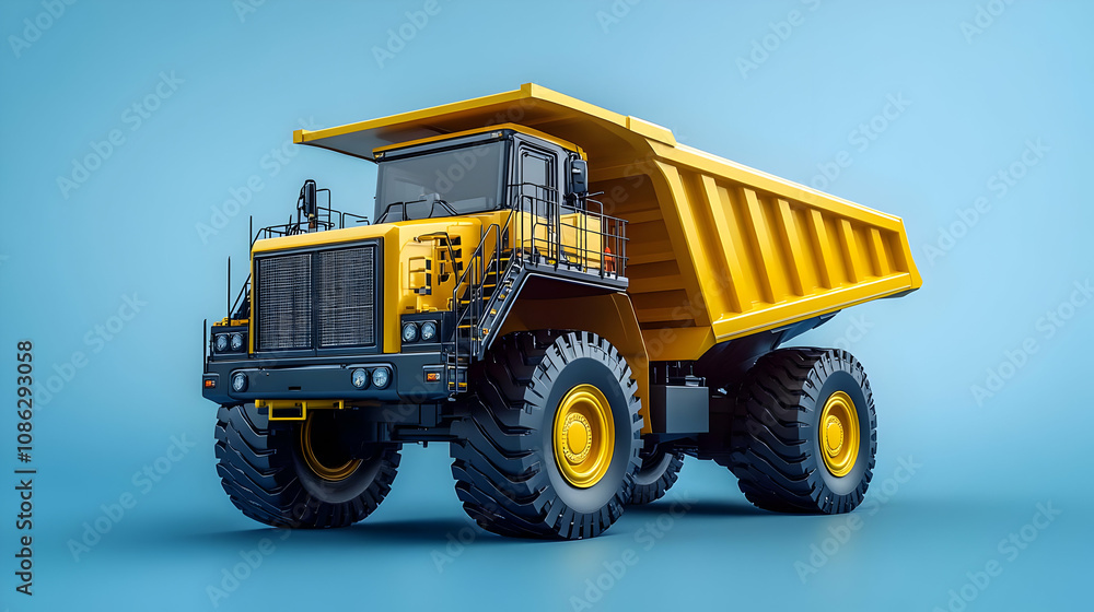 3D Mining Truck Illustration  Heavy Duty Vehicle on Blue