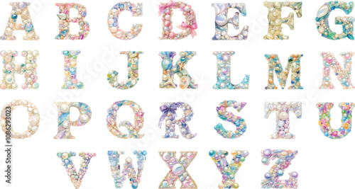 alphabet pearl watercolor clipart