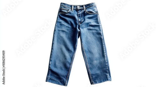Blue Denim Jeans on White Background