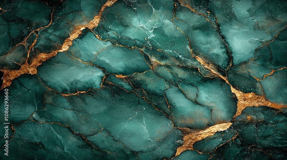 Abstract teal and gold marble texture with a glossy finish for design purposes. Abstract teal and gold marble texture with a glossy finish for design purposes.