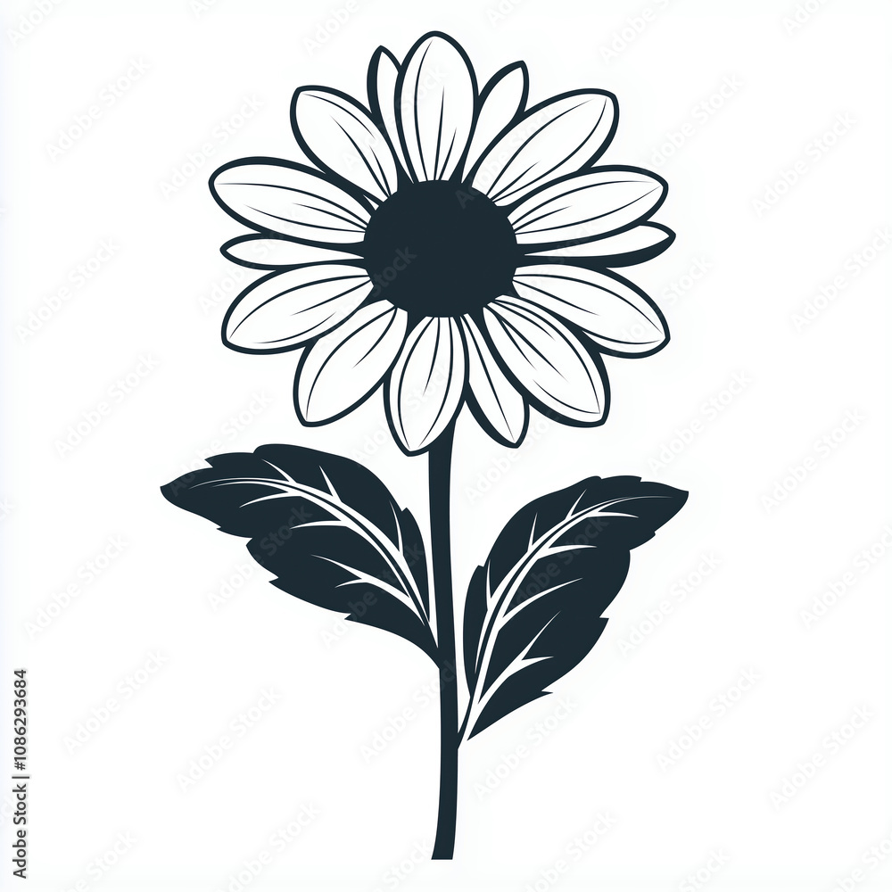 Daisy flower silhouette vector illustration, chamomile plant design Daisy flower silhouette vector illustration, chamomile plant design