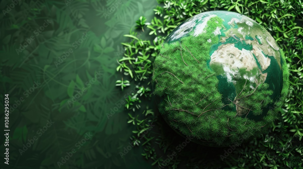Ecology and environment concept with green planet Earth Ecology and environment concept with green planet Earth
