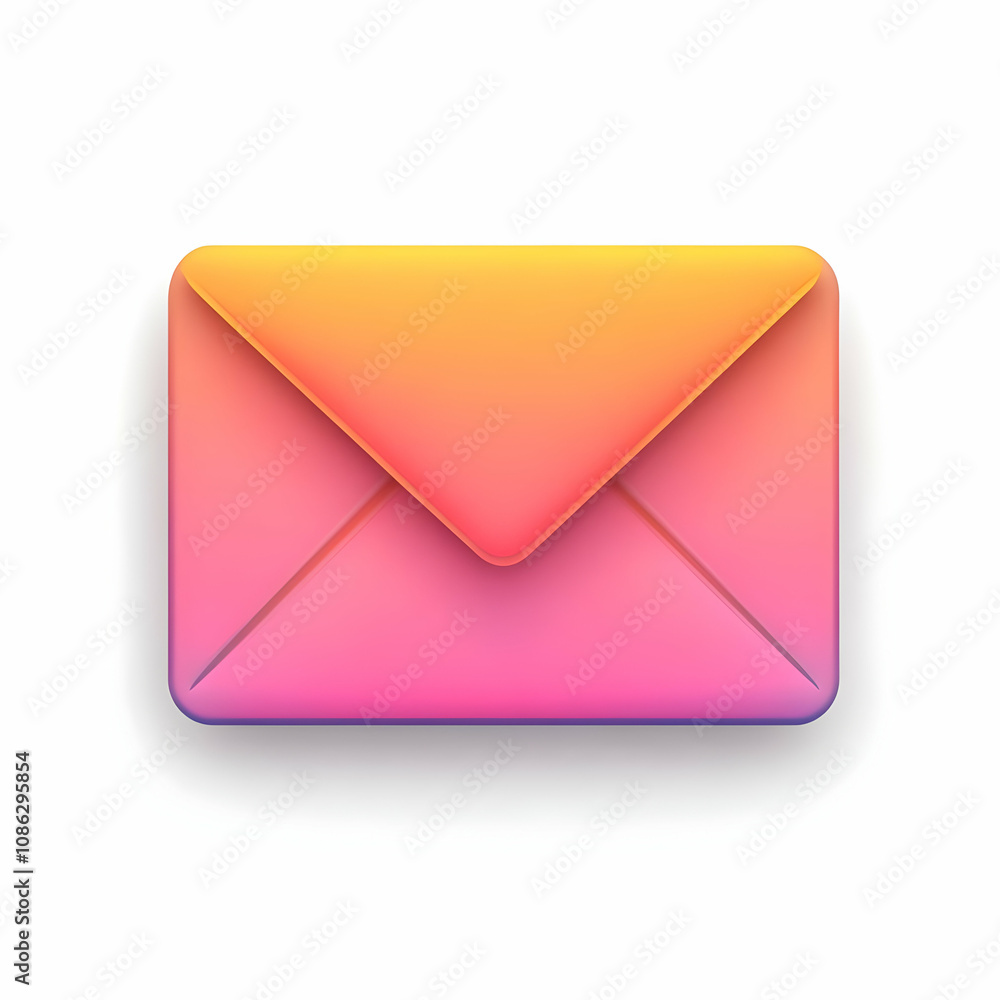 3D Illustration Pink and Orange Email Icon 3D Illustration Pink and Orange Email Icon