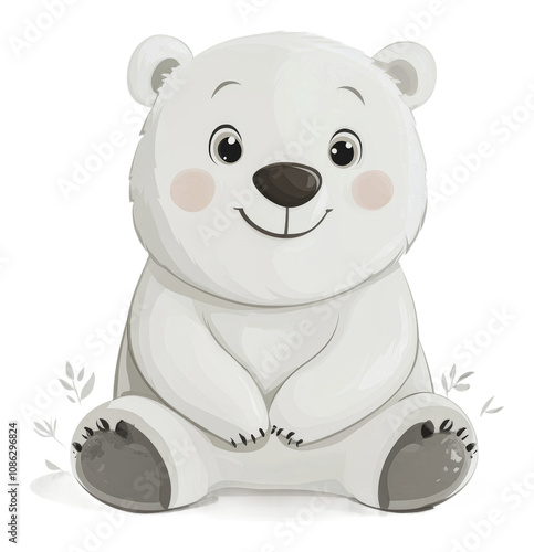 PNG Cute cartoon polar bear sitting on the ground