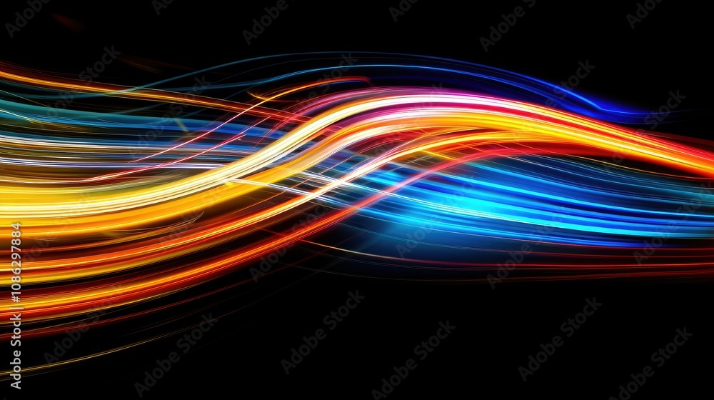 Abstract spectrum of light painting streaks on black background Abstract spectrum of light painting streaks on black background