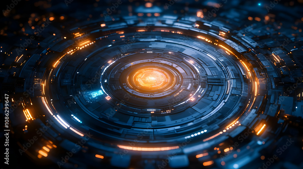 Obraz premium 3D Abstract Background - Futuristic Technology Core