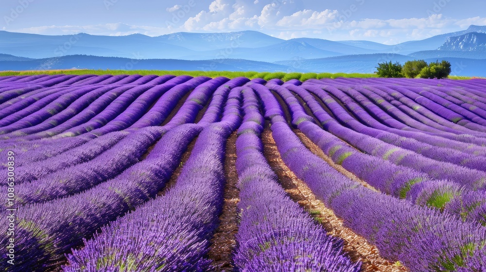 Majestic lavender fields stretching to the horizon Majestic lavender fields stretching to the horizon