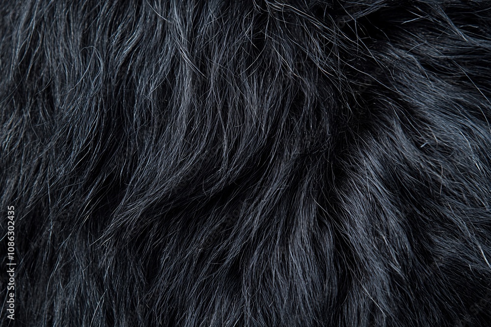 Close-up of Soft, Wavy Black Fur Texture Close-up of Soft, Wavy Black Fur Texture