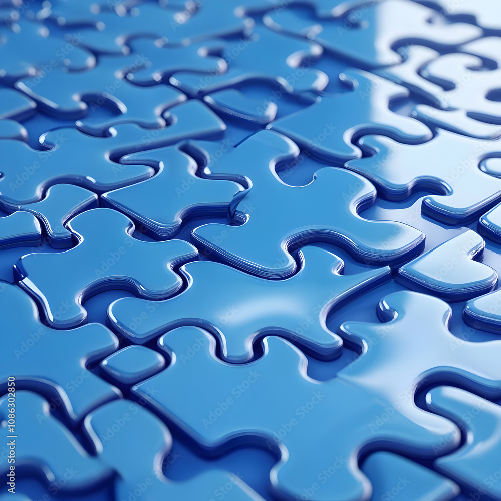 3D Blue Puzzle Pieces Background Illustration 3D Blue Puzzle Pieces Background Illustration